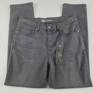 NEW DG2 Diane Gilman Metallic Leopard Print Jeans Grey Studded Women's 12